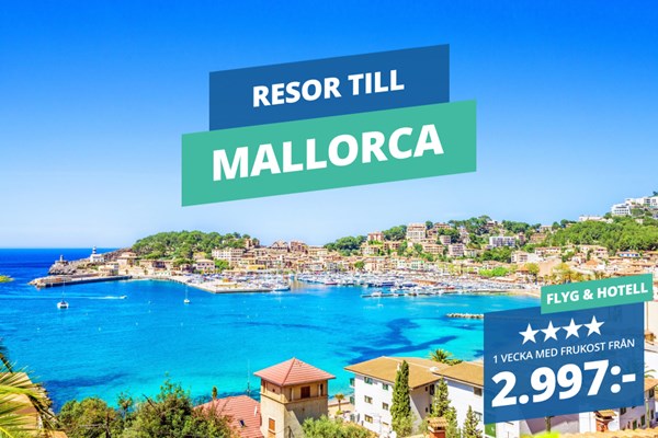 1 vecka på Mallorca inklusive flyg och 4★ hotell med frukost från ENDAST 2.997:-