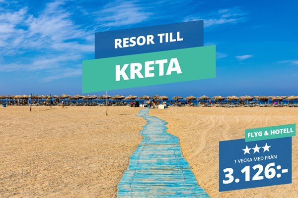 Kreta väntar – Boka en vecka med flyg och hotell från 3.126:-