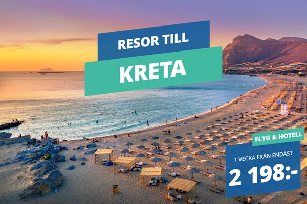1 vecka på Kreta – Sista minuten-resor från 2 198:-