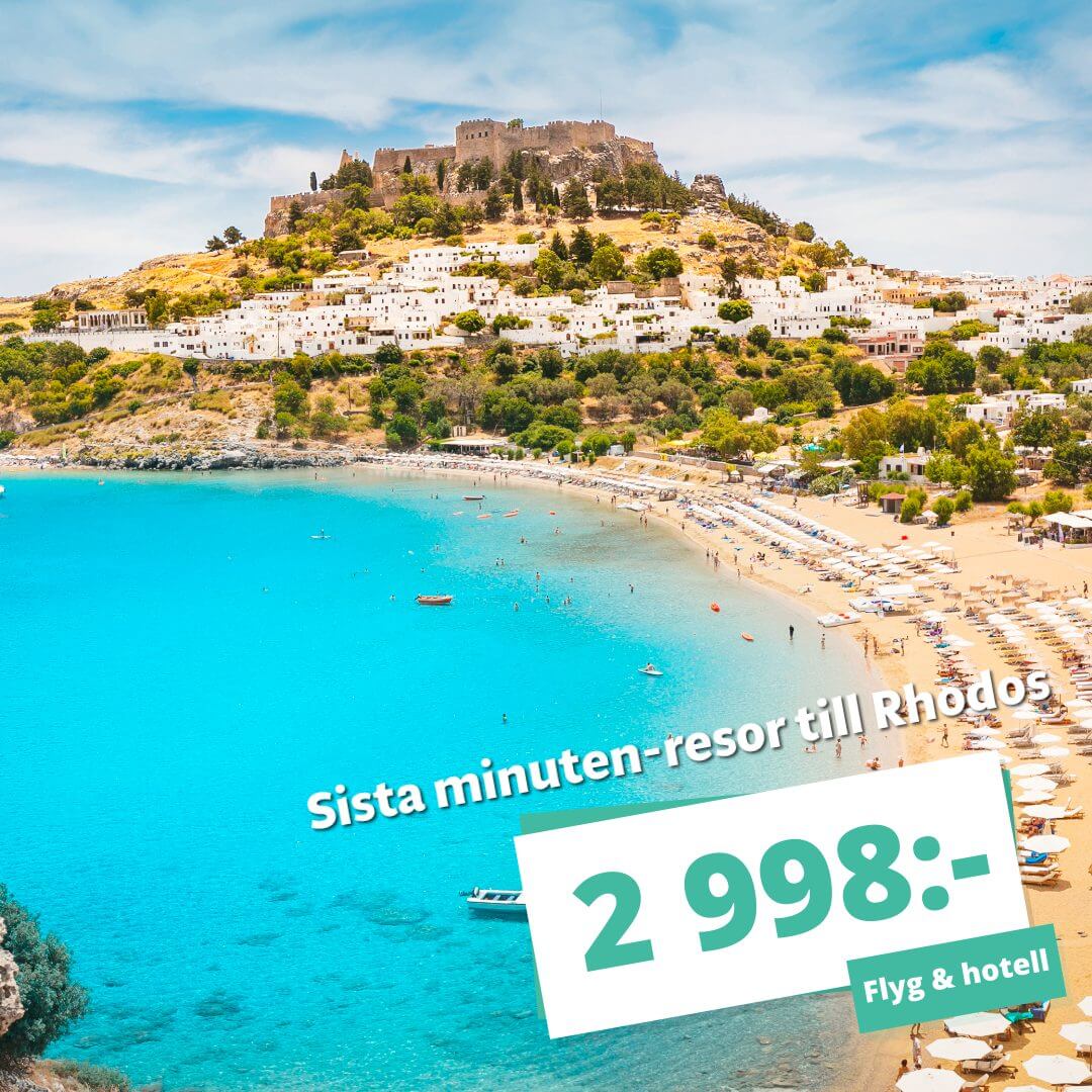 Sista minuten-resor till soliga Rhodos från 2 998:-
