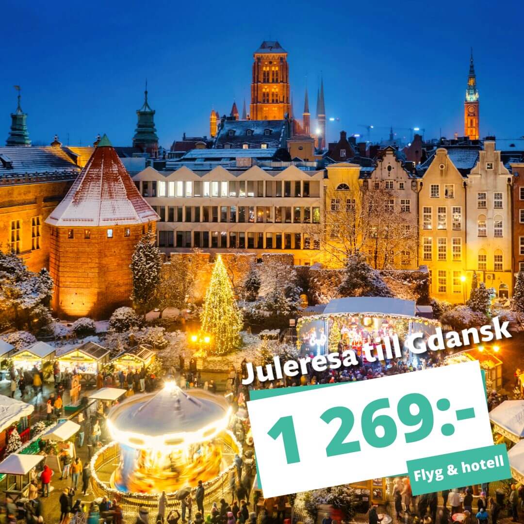 Res på juleresa till Gdansk inklusive flyg och hotell från endast 1 269:-