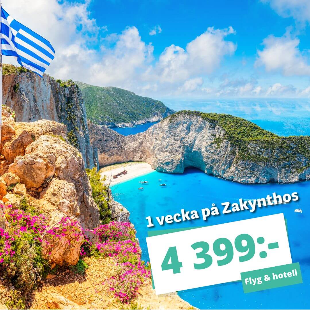 BLACK WEEK-ERBJUDANDE! Res på 1 veckas badsemester till Zakynthos i juni från ENDAST 4 399:-