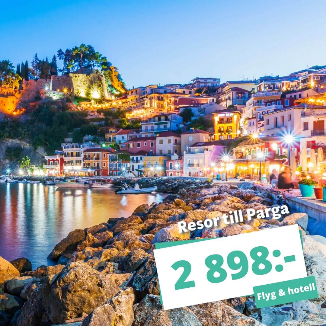 Billiga resor till Parga – njut av strandlivet på den grekiska västkusten från 2 898:-