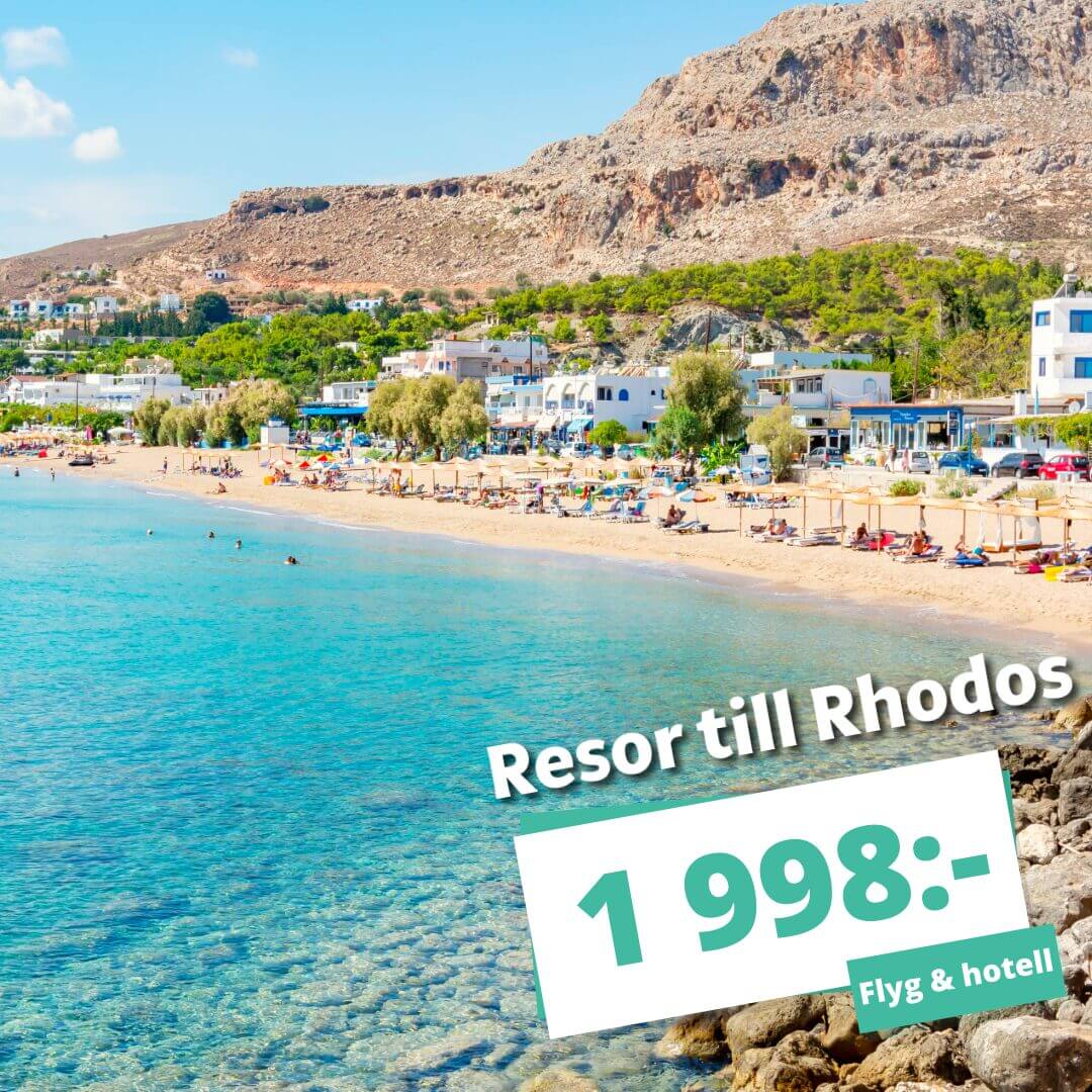 Sista minuten-resor till soliga Rhodos från KUN 1 998:-
