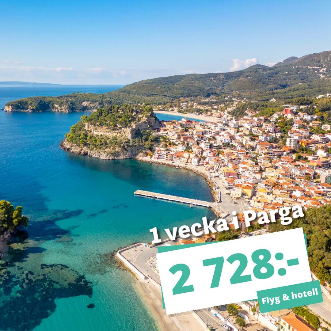 1 vecka i Parga i maj för ENDAST 2 728 kronor per person!