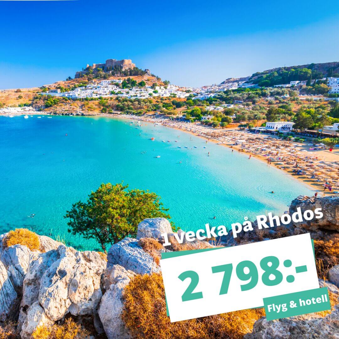 Behöver du en veckas semester på Rhodos? 1 vecka med flyg och hotell från ENDAST 2 798 kr!