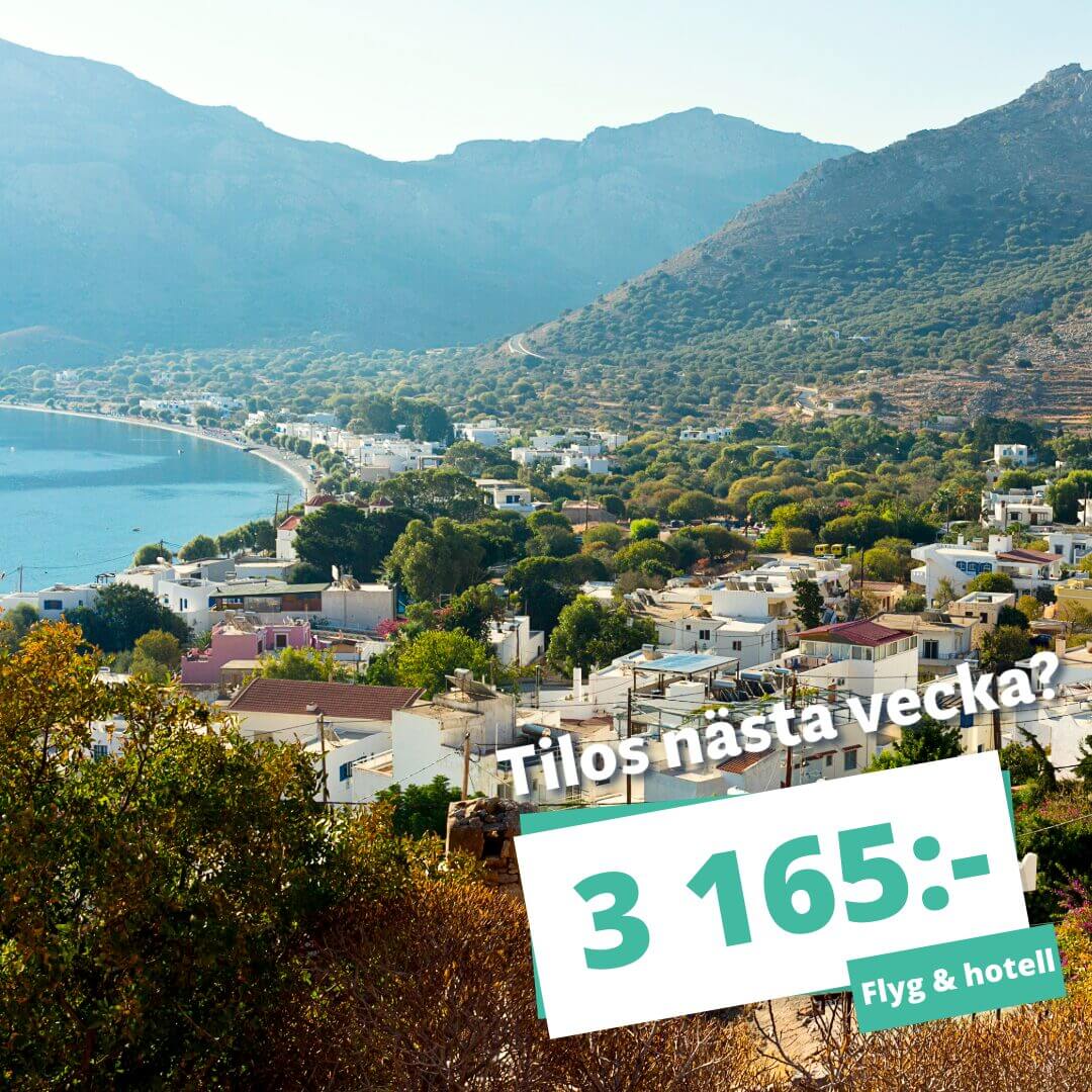 Har du semester nästa vecka? 1 vecka på Tilos från 3 165 kr.